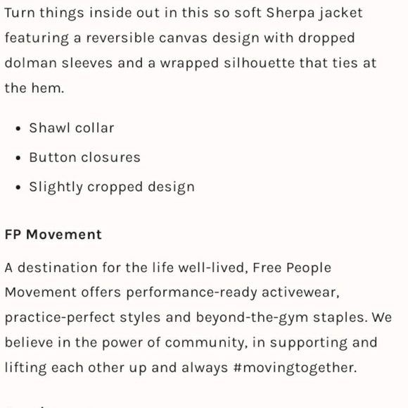 Nwt Free People Movement Mix It Up Reversible Sherpa Jacket - Picture 5 of 16